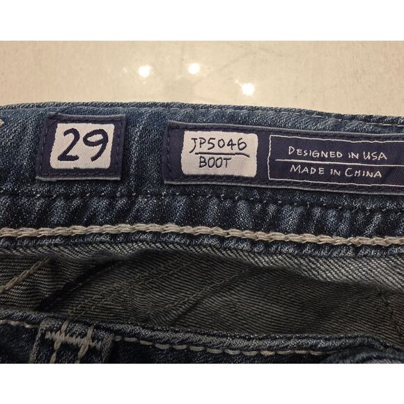 Miss Me Women's Boot Denim Jeans Cross Embellished Y2K Grunge SZ 29 Flap Pockets - Picture 6 of 10